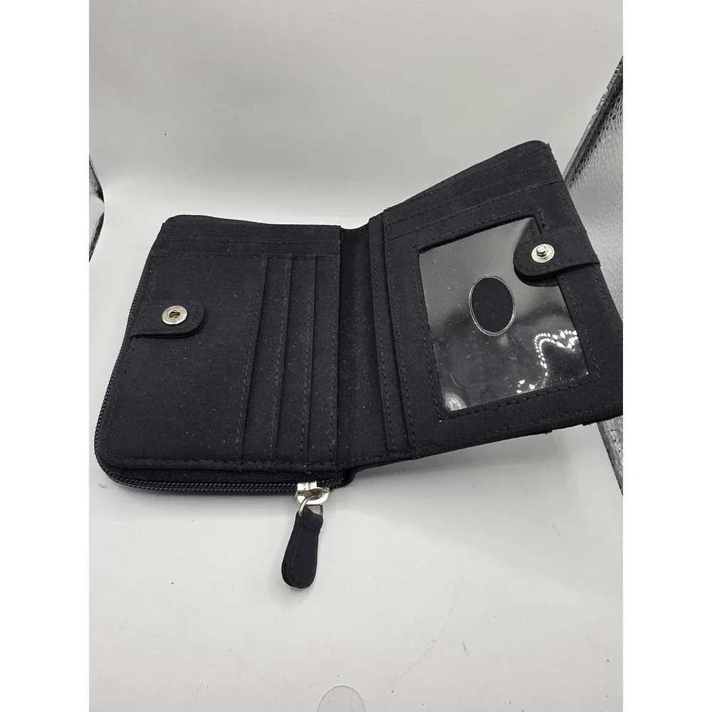 Villager Black Microfiber Bifold Zip Around Wallet Keychain ID Window Card Case